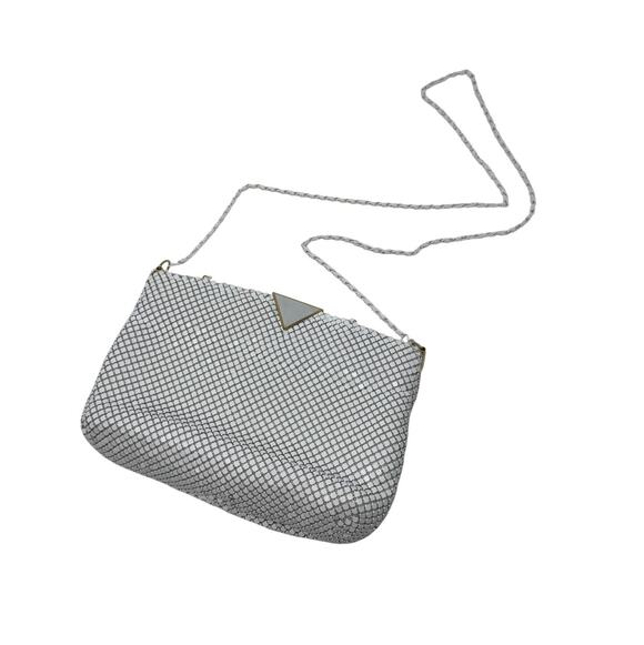 Vintage Handbags - Vintage Metal Mesh Clutch/Shoulder Bag/Crossbody Purse in White